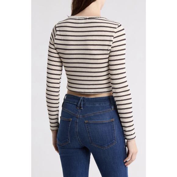 Cotton Emporium Striped Knit Crop Cardigan Button Front Nordstrom XS NWT - Picture 2 of 6